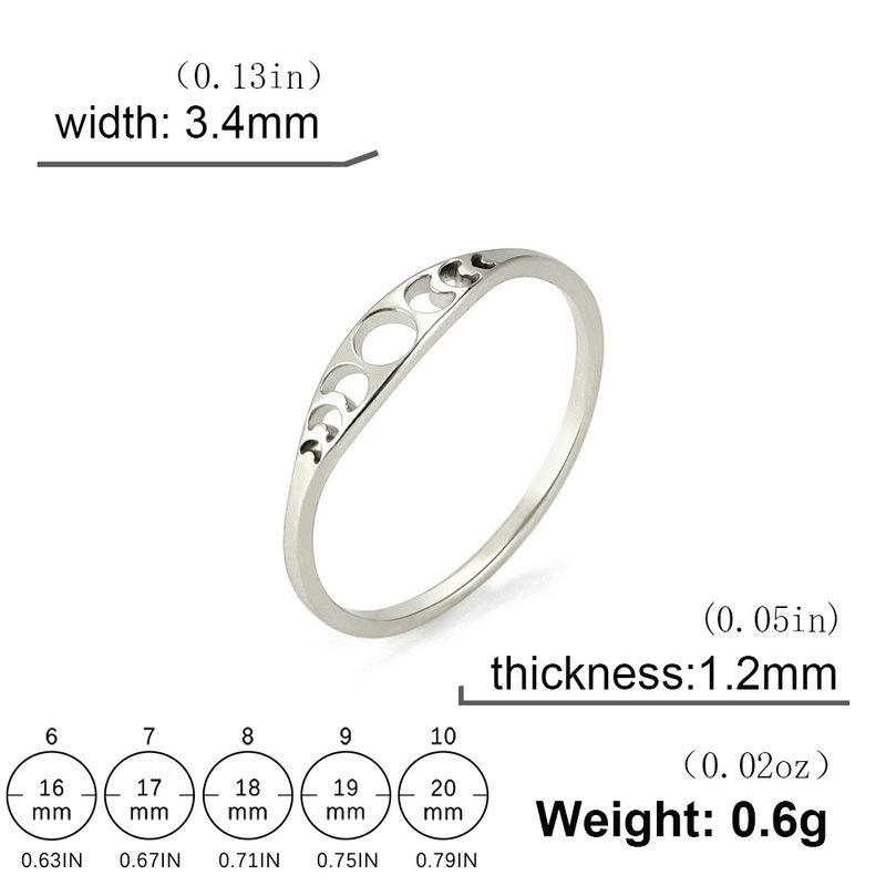Minimalist Hollow Sun And Moon Guard Ring Delicate Thin Band Versatile Simple Circle Finger Jewelry For Women