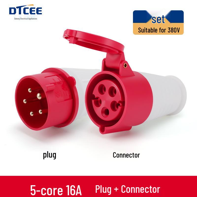 Industrial 16/32A Non-Explosion Proof Aviation Socket with 3-Core, 4-Core, 5-Core Connectors, Three-Phase, Four-Wire, 380V.