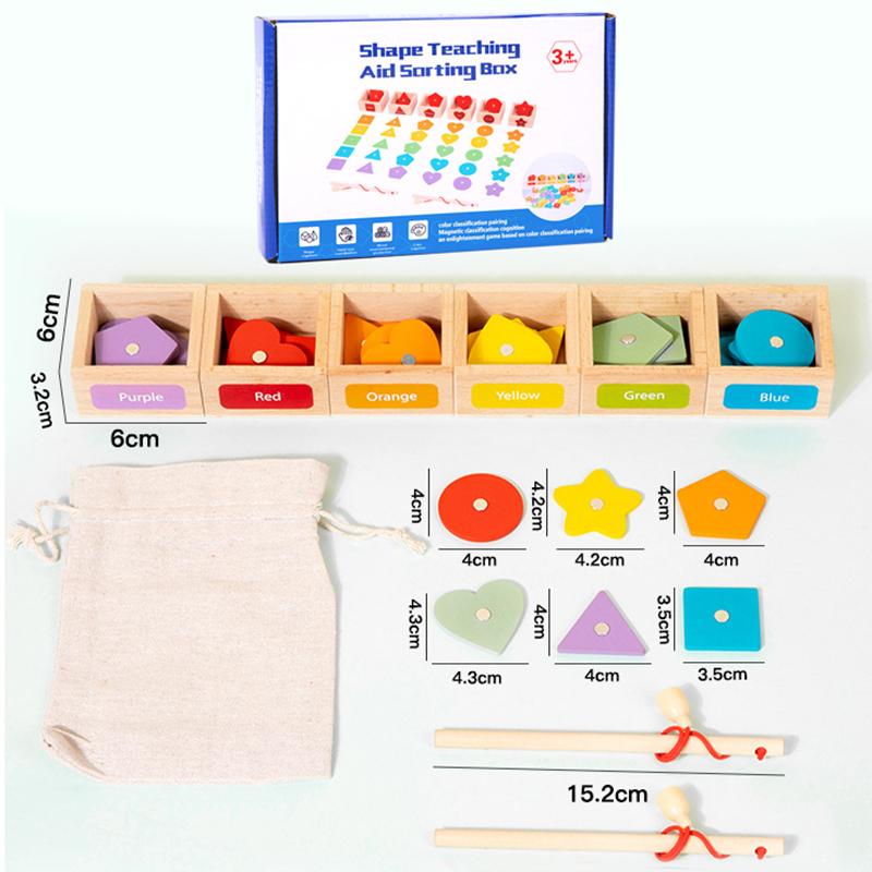Toys Educational Toys Magnetic Train Color Shape Sorting Montessori Parish Game Sensory Geometric Matching Wooden for Gifts Kids