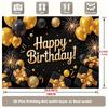 Party Backdrop Black Elegant Flat Golden Serves Photos Celebration Photo Booth Birthday Party Decor