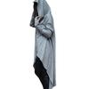 Women Solid Color Asymmetric Hem Drawstring Hooded Sweatshirt Loose Poncho Coat