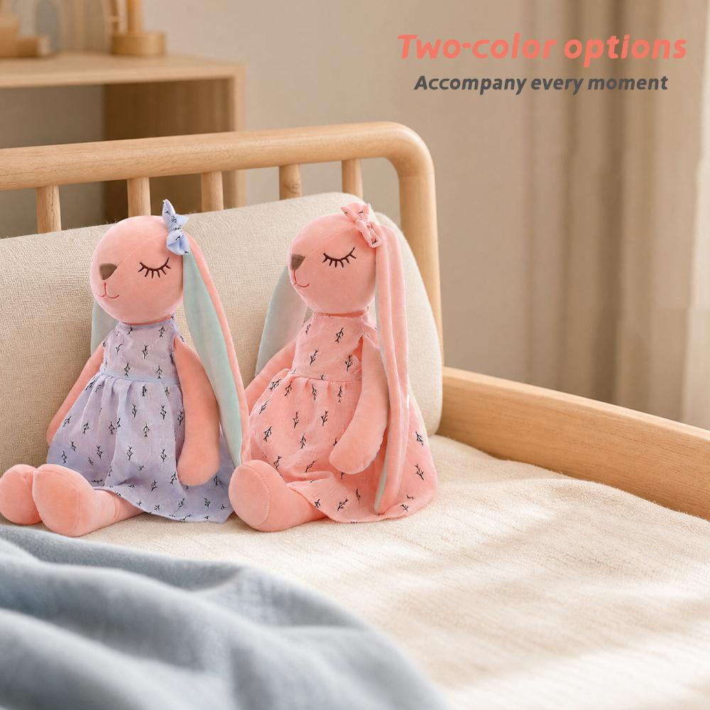 Miniso An An Rabbit Plush/soft and Cute Long-eared Doll/toy Pillow/little Rabbit Plush Doll/fresh Floral Dress with Smile Design