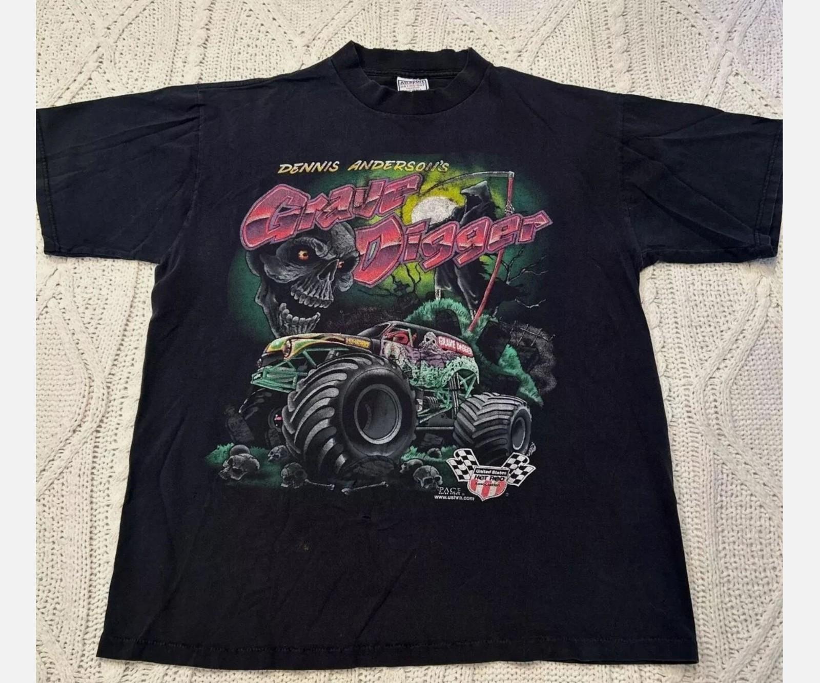 Grave Digger Monster Truck Black Short Sleeve Cotton Unisex T-shirt Reprint M