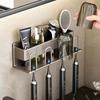Toothbrush Holder Metal Toothbrush Rack Multi-Function Toothbrush Holder Punch-Free Toothpaste Holder Wall-Mounted Storage Box