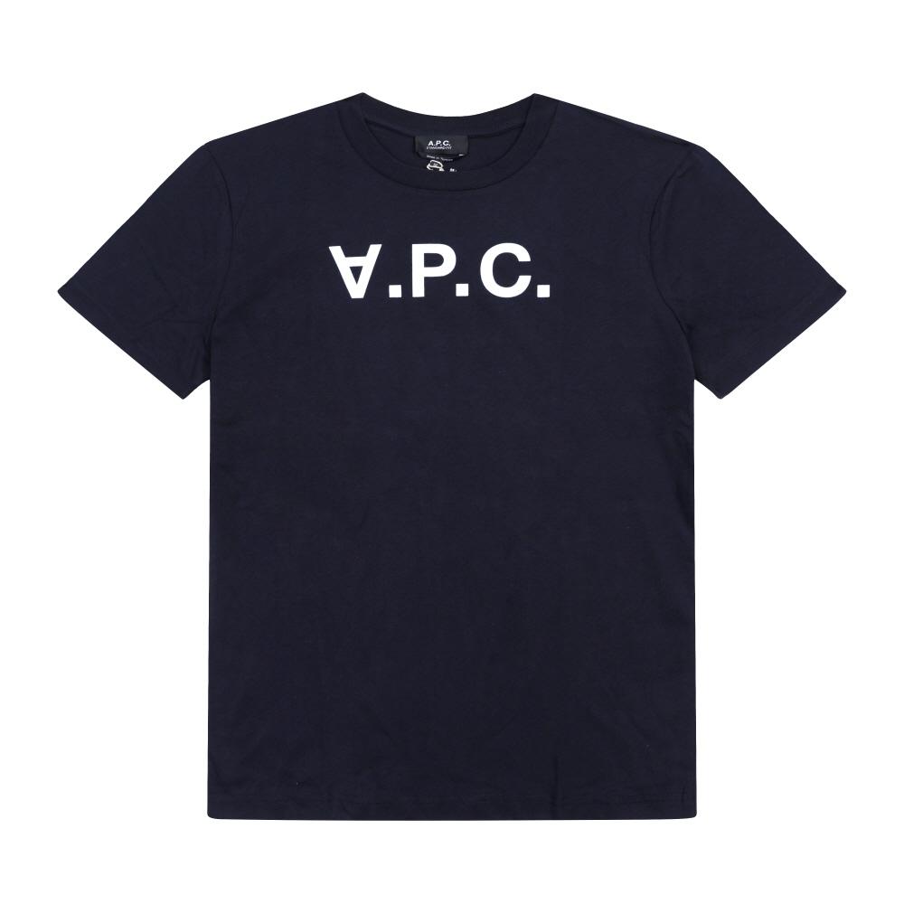 A.p.c. VelveT Logo STandard Grand T shirT M26384 Tiq Dark Navy Ecru