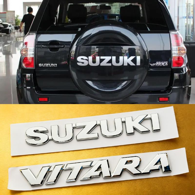 For Suzuki Vitara Front Grille Emblem Rear Trunk Badge Glossy Black ABS Logo Car Exterior Sticker Decal Accessories