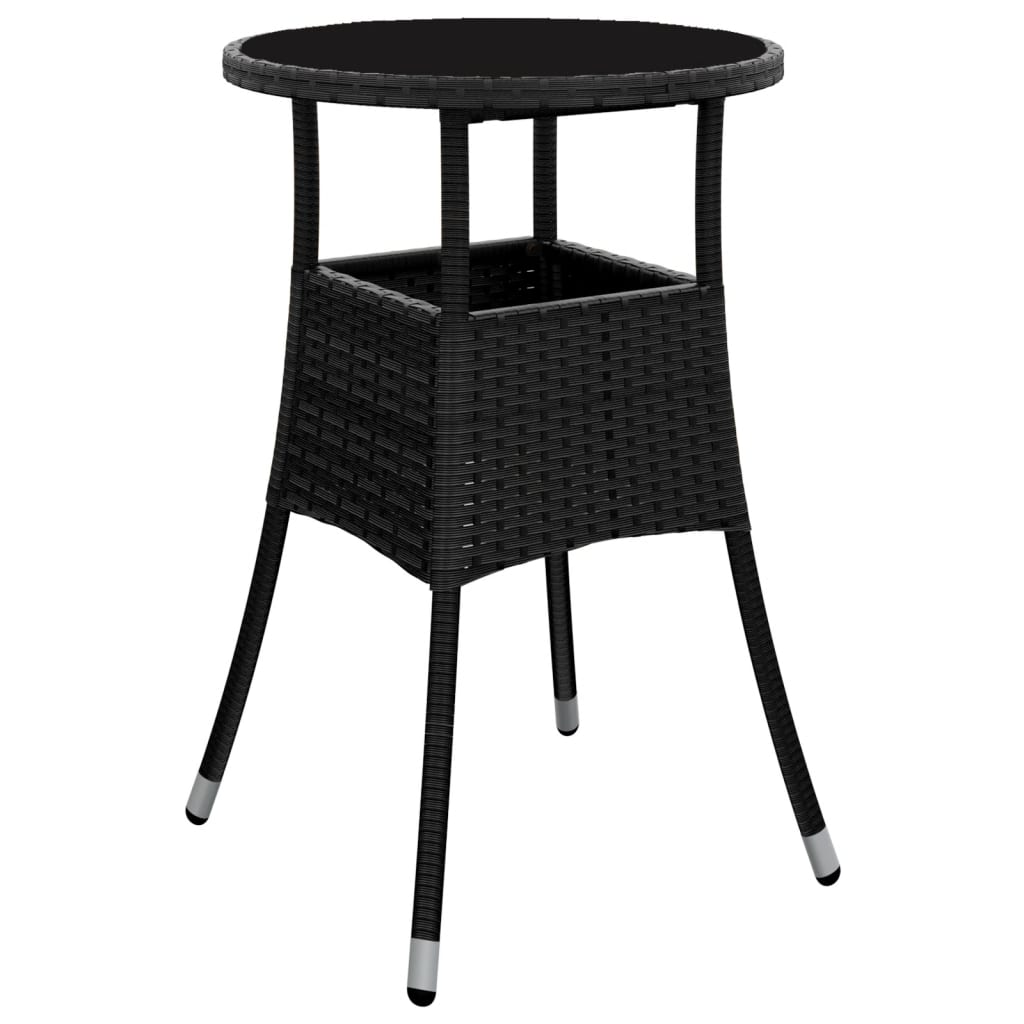 Vidaxl 3-Cz. Garden Furniture Set With Cushions, Black, Poly Rattan