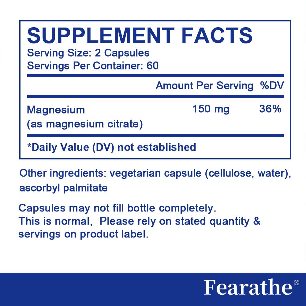 Magnesiumcitraat ondersteunt de gezondheid van het bewegingsapparaat. 120 capsules.