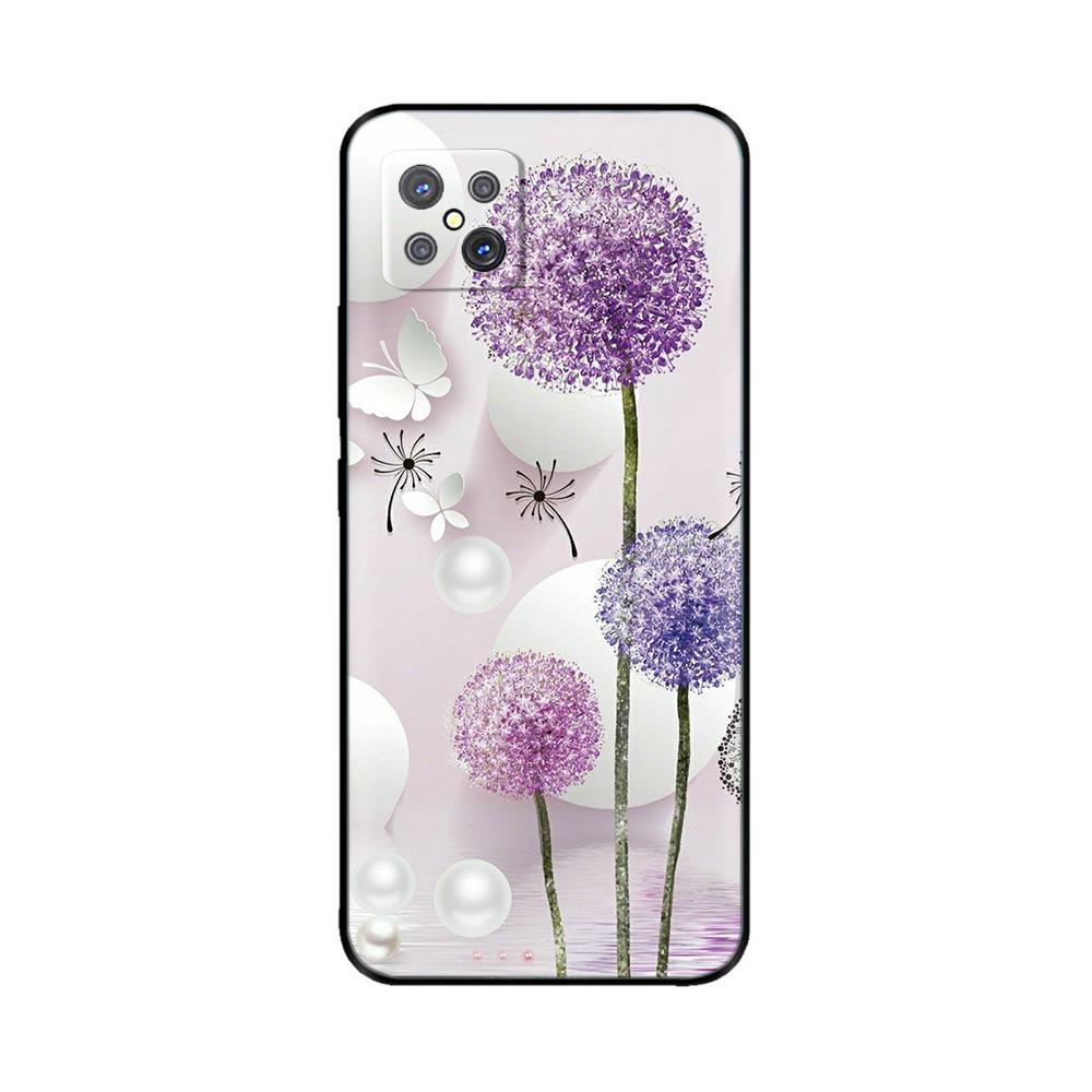 For Oppo Reno4 Z 5G Case Cute Cartoon Painted Black Silicone Soft TPU Back Cover For OPPO A92S Phone Back Bumper Shell Bag Coque