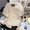 T-shirt Women Versatile Summer Casual Large Size Loose V Neck Stamp Pullover Short-sleeved Tops