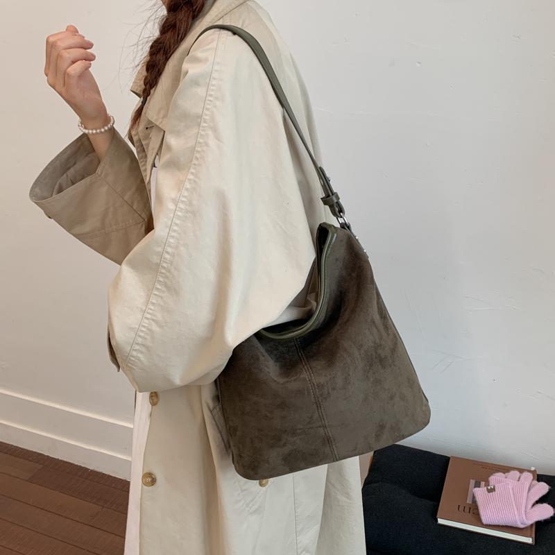 PU Suede Hobo Bag Women's Fashion Shoulder Tote with Soft Texture Casual Everyday Handbag