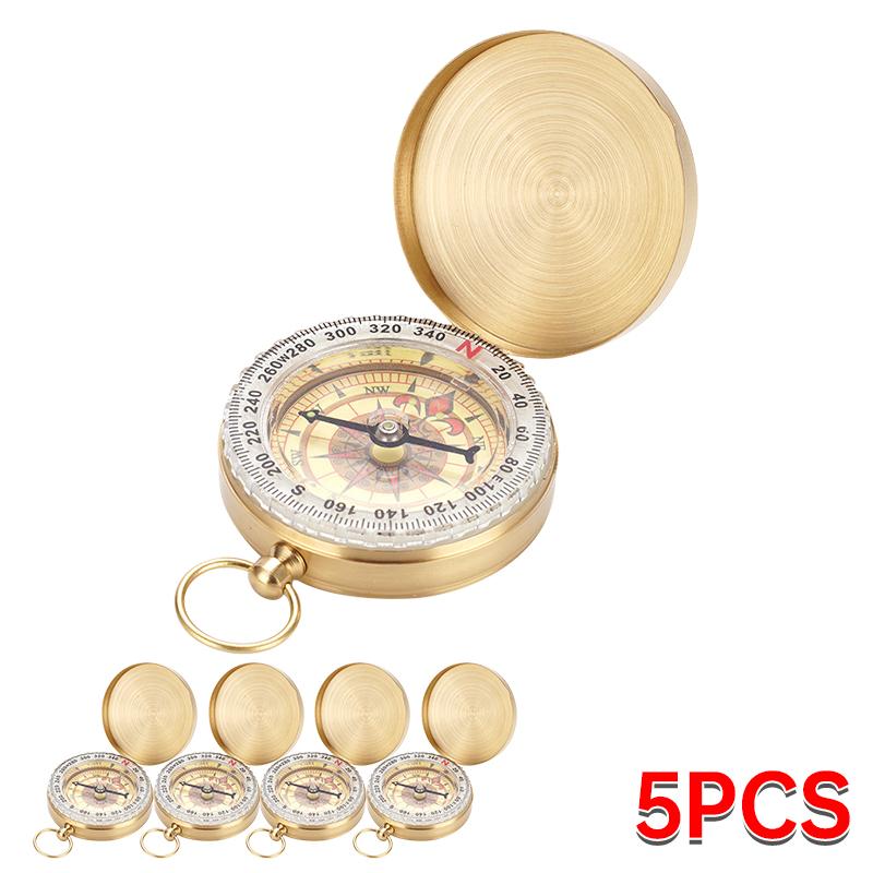 Camping Survival Pocket Compass - Heavy Duty Copper Clamshell Waterproof Glow-in-the-Dark Kids Compass