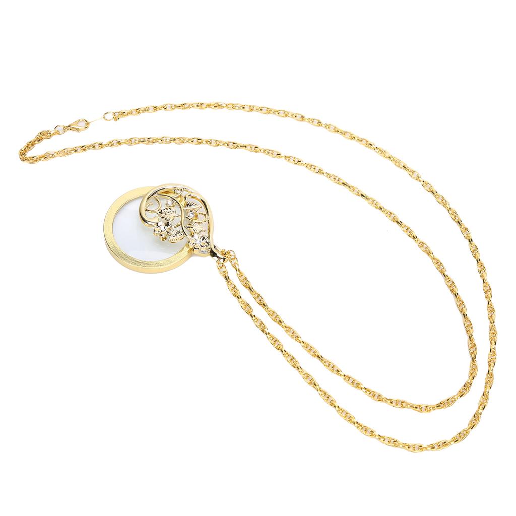 4.5X Necklace Magnifying Glass Metal Portable Magnifier Chain Pendant for ReadingGolden