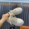Fashion Hot Sale 2024 White Shoes Women Lace Up Pu Leather Wedges High Heel Shoes Female Breathable Chunky Platform Fashion Sneakers
