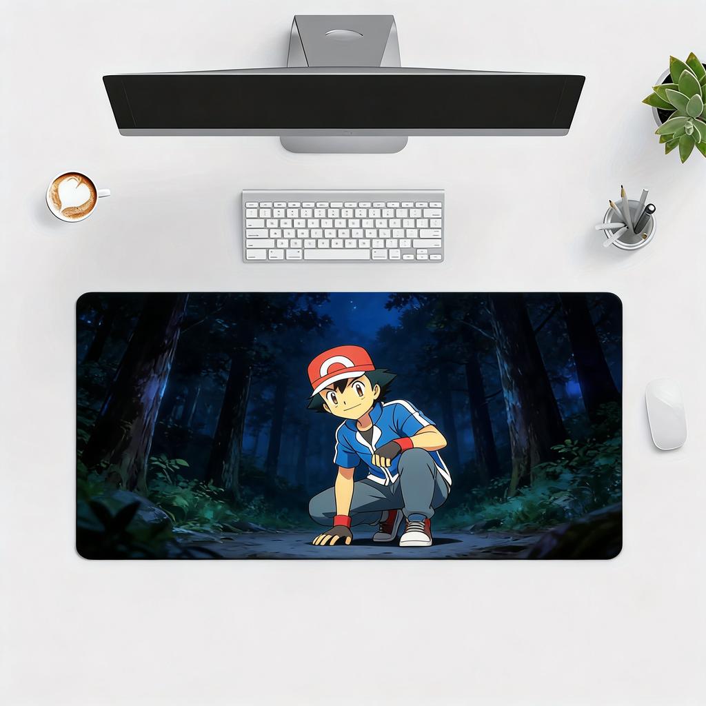 Pokemon Ash Ketchum with Pikachu Group Anime Extended Gaming Mouse Pad Large Desk Mat for PC Laptop