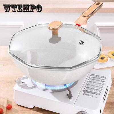 Antibacterial Health Pot Maifan Stone Wok Flat-bottomed Non-stick Wok Wok Household Gas Stove Induction Cooker Special Cookware