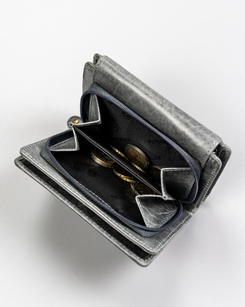 PTN WD2-VLCN-4499 Black Gray Leather Wallet