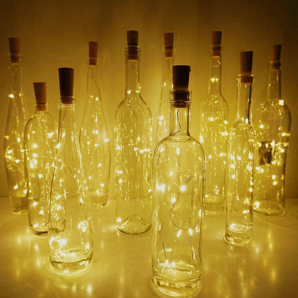Wine Bottle Lights with Cork 10 Pack 2000 LED Battery Operated LED Fairy Mini String Lights for DIY Party Decor Christmas Halloween Wedding