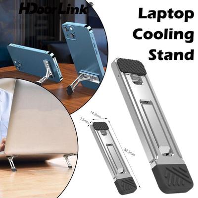 HdoorLink 2 In 1 Foldable Laptop Holder Mini Invisible Notebook Riser Bracket Self-adhesive Phone Table Desktop Kickstand Computer Cooling Stand