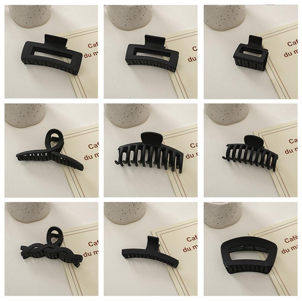 Simple Black Frosted Hairpin Hair Claw Clip Solid Color Multishaped Durable Headwear Hair Clip Hair Accessory for Women