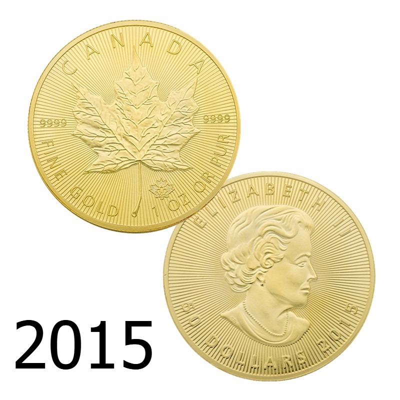 Moneta d'Oro Foglia d'Acero Canadese, 2015, 2020, 2021, 2023, Moneta Commemorativa Foglia d'Acero, Moneta della Regina del Commonwealth, Moneta Commemorativa per il Commercio Estero