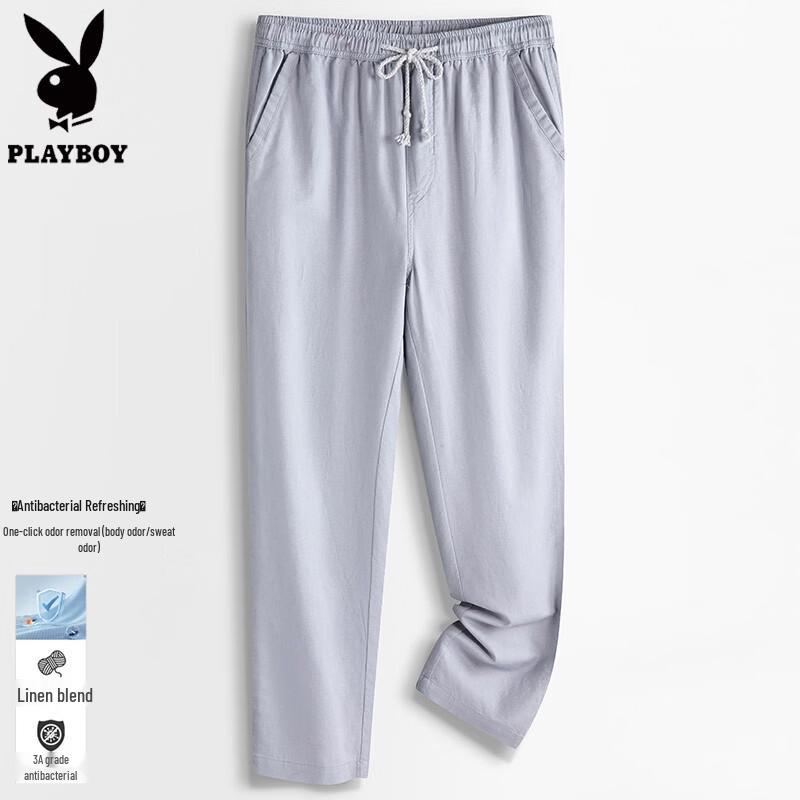 PLAYBOY Men s Linen Blend Casual Pants S
