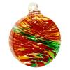 Transparent Glass Bauble with Hanging Rope Hand-Blown Round Disc Ornament, Christmas Tree Decoration Unique Patterned Ornament Hemp for Outdoor Indoor