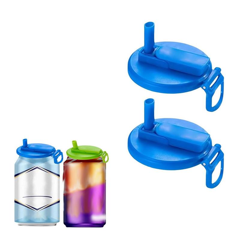 

2 шт. в упаковке для пластиковой банки с газировкой, крышки для пивных бутылок с соломинкой синий