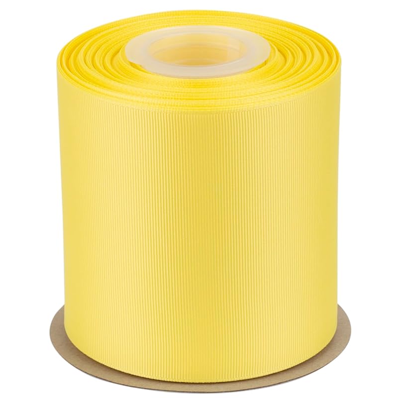 

[Tekdeere]Width 100mm solid lemon grosgrain ribbon, perfect for gift wrapping, sewing, hair accessories, wedding decorations - 22 meters/roll