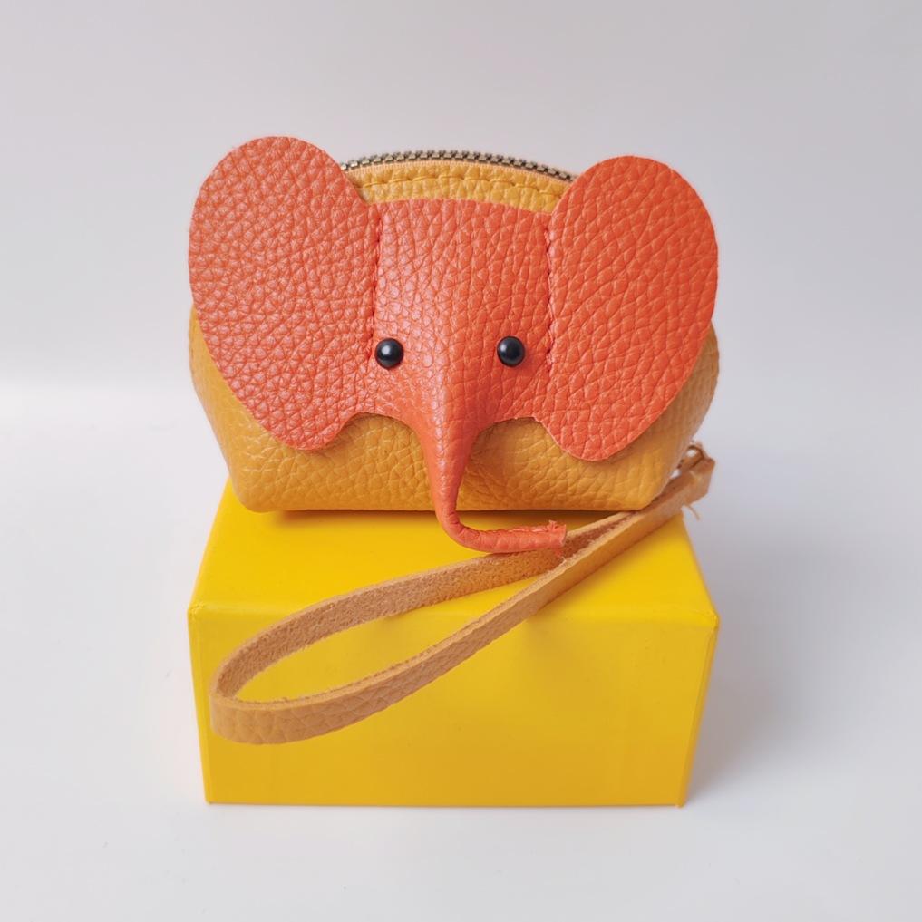 Baby elephant bag pu change bag bag pendant key ring creative card bag lipstick zipper bag