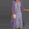 Long Dresses for Women Elegant Floral Printed Maxi Dresses Casual Round Neck Sleeveless Party Dresses 2 Piece Fashion Sets