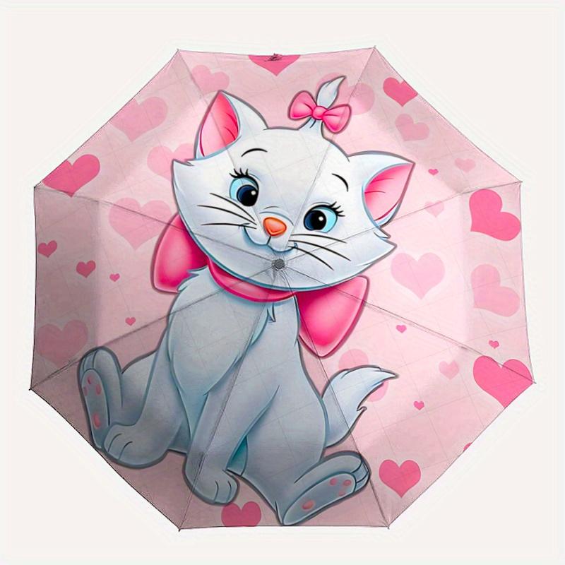 1pc Adorable Marie Cartoon Umbrella, Portable 3-Fold Compact Umbrella, Suitable for Camping, Hiking and Travel, Ideal Easter Birthday Gift f