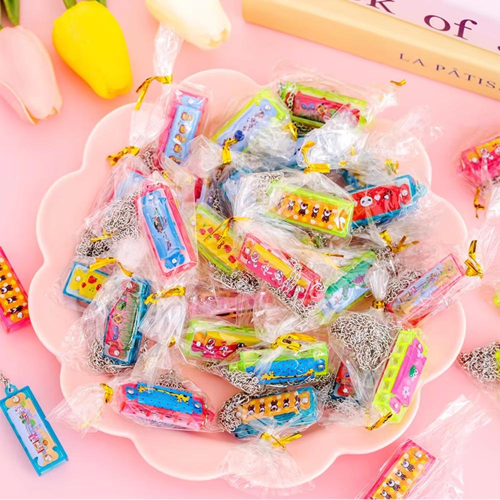 10pcs Mini Necklace Harmonica Cartoon Developmental Toys  Kindergarten School Gift Pack