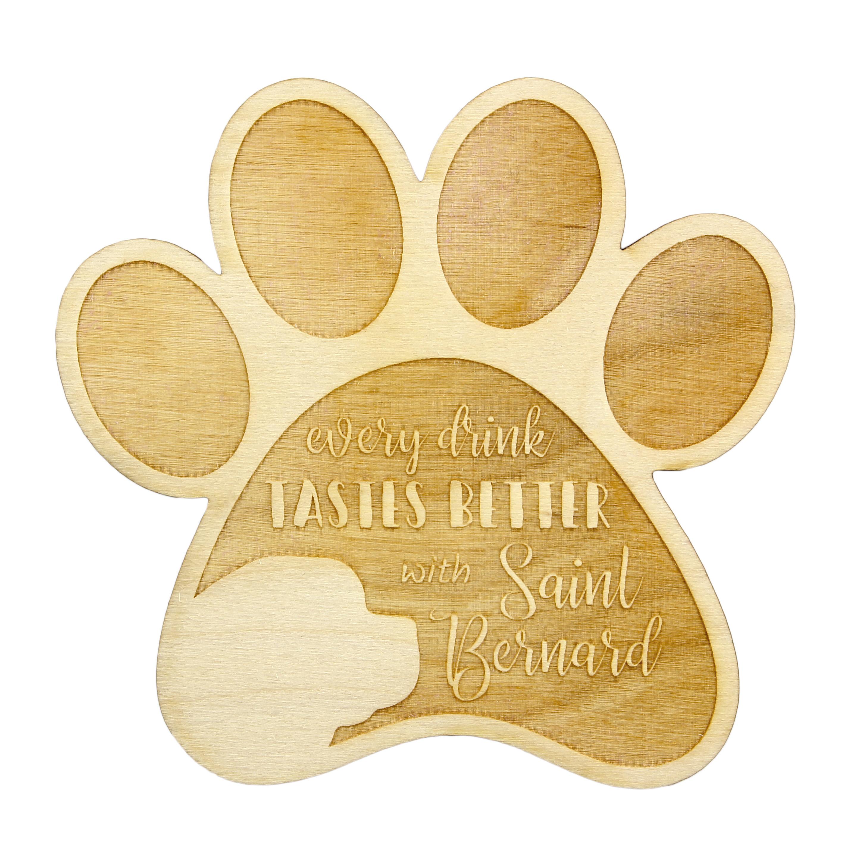 

St. Bernard, Saint Bernard, Alpine Mastiff, Bernhardiner - Mug coaster, engraved coaster with dog, gift for dog lover by Art-Dog brand