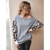 Women S Casual Leopard Patchwork Knit Pullover Sweater