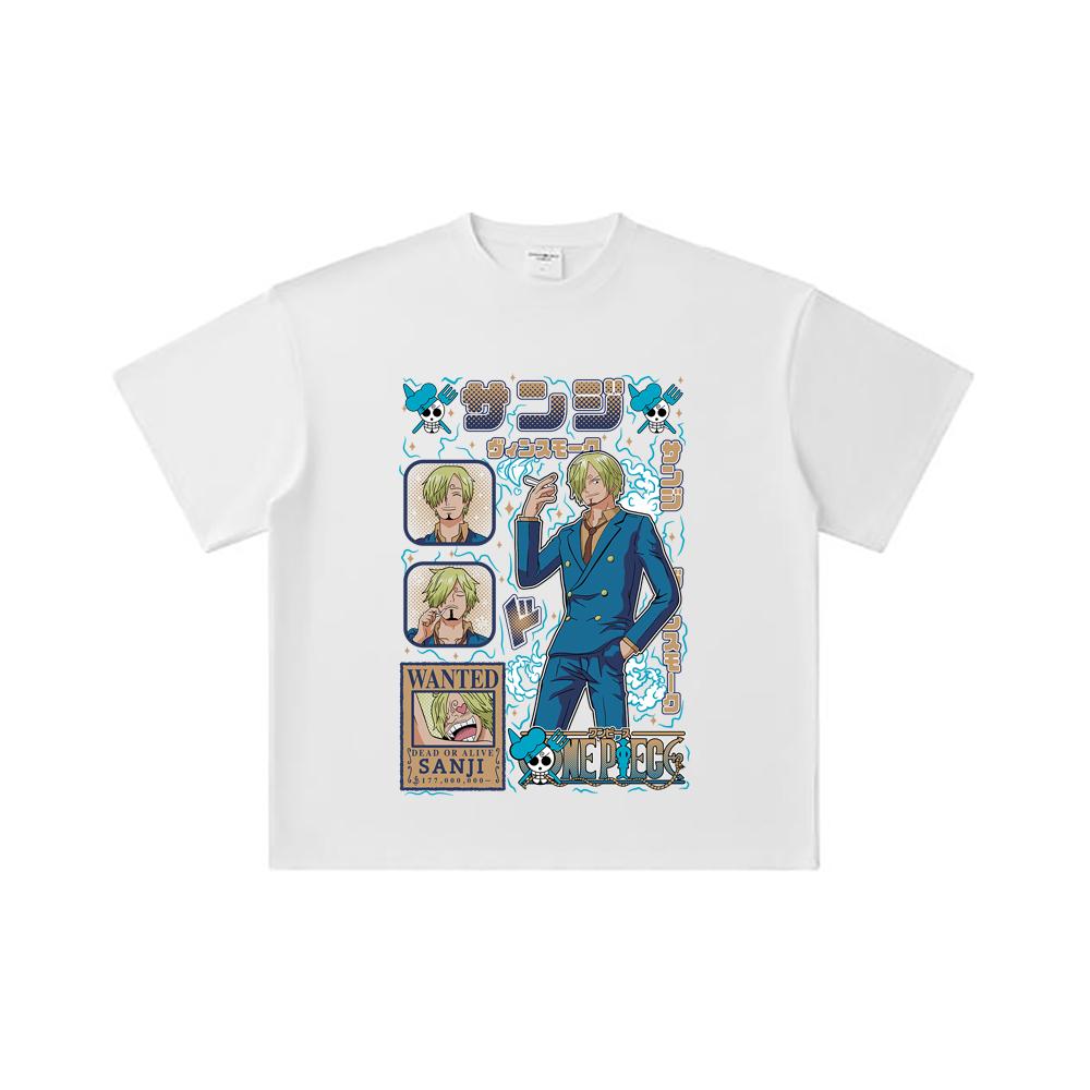260 GSM Double Yarn 32 Count 100% Cotton One Piece V59 Sanji Print Unisex Heavy Cotton T Shirt