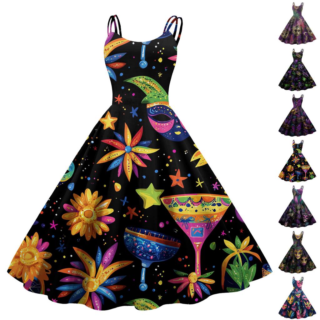 Women's Halloween Print Sexy Off-The-Shoulder Punk Vintage Dress