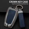VCA2  Zinc Alloy Leather Car Protector Key Case Cover Shell for Toyota Crown Auris Land Cruiser 200 Auto Keychain Accessories