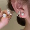 Pink Tulip Imitation Pearl Earrings Rose Flower Two Ways To Wear Ear Studs for Girls Daily Wear Women Ear Piercings Gifts