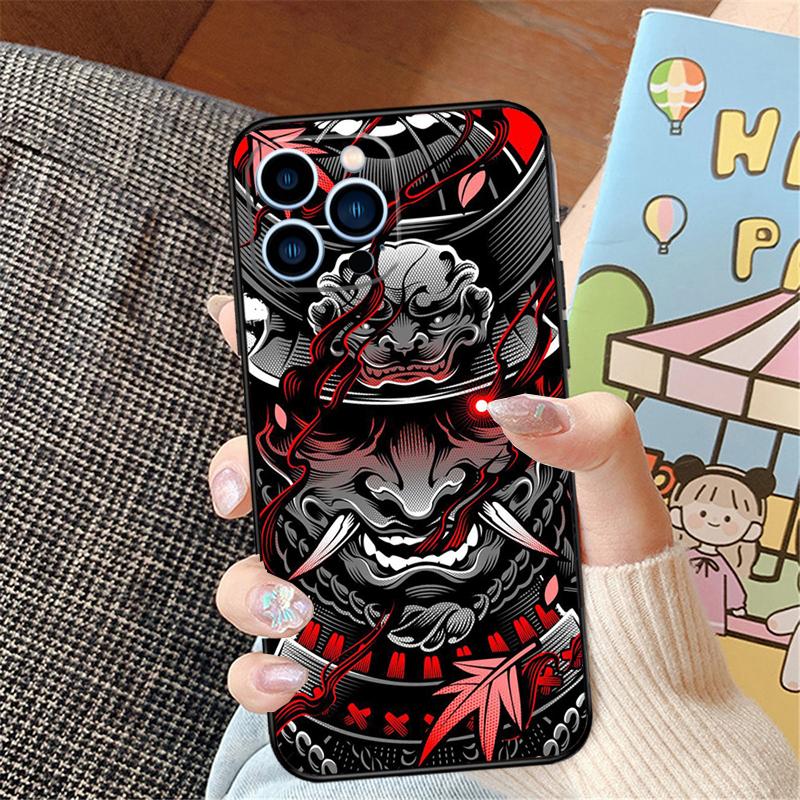 Oni Hannya Demon Mask Case For iPhone 17 Air 17 Pro Max 16 15 14 Pro Max Plus 13 12 Mini 11 16E 17Pro Phone Cover