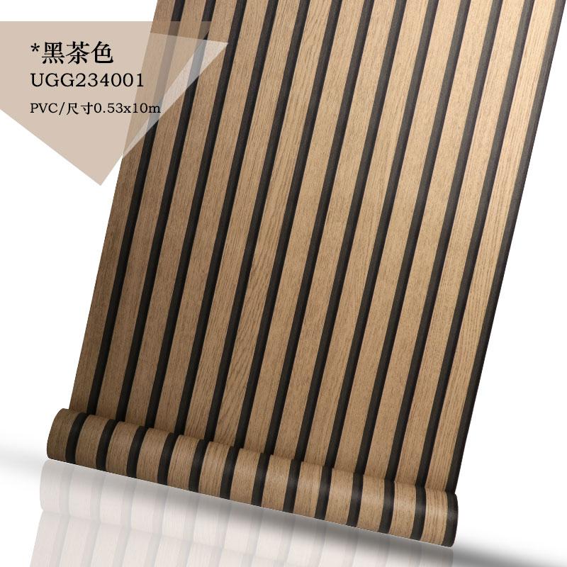 3D Vintage Style Faux Wood Panel Vinyl Wallpaper Roll Retro Brown PVC Cafe Bar Background Decor Vertical Stripe Wall Paper