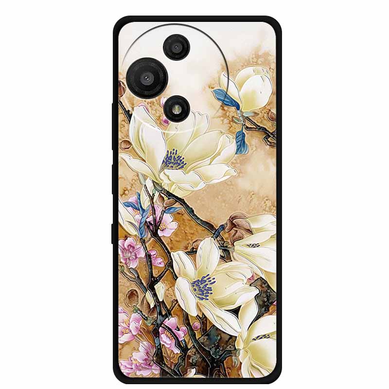 For TCL 60 SE Nxtpaper Case 3D Emboss Relief Flowers Black TPU Silicone Soft Back Cover Cases For TCL 60R Case 6.7" Fundas Bag
