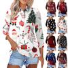Mote dame casual revers kort 3/4 ermet juleprint skjorte dame knapp opp topper