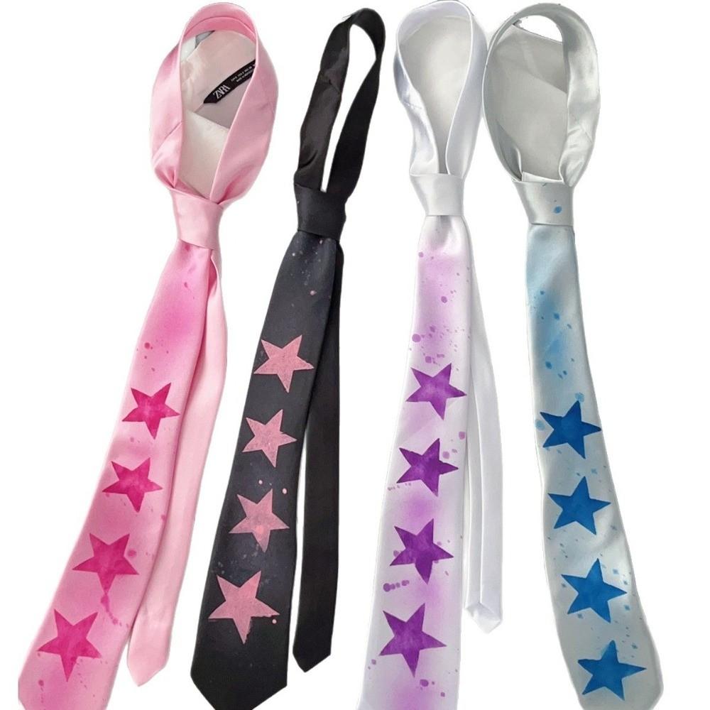 Multi-Use Design Star Print Necktie Y2K Style Hand-Tied Neck Accessory Harajuku Fashion