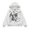 American Vintage Angel Note Print Hooded Sweatshirt Jacket Streetwear Trendy Loose Fit