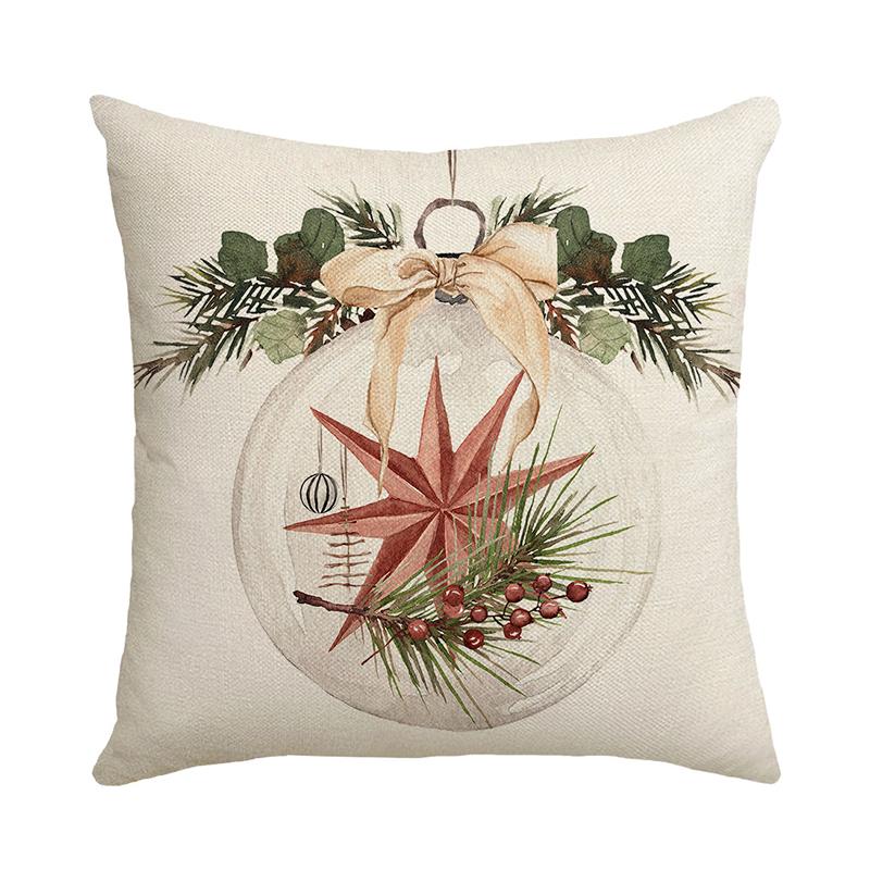 Christmas Pillow Cover Linen Printed Home Sofa Cushion Cover Car Headrest Office Pillowcase Christmas Party Decoration