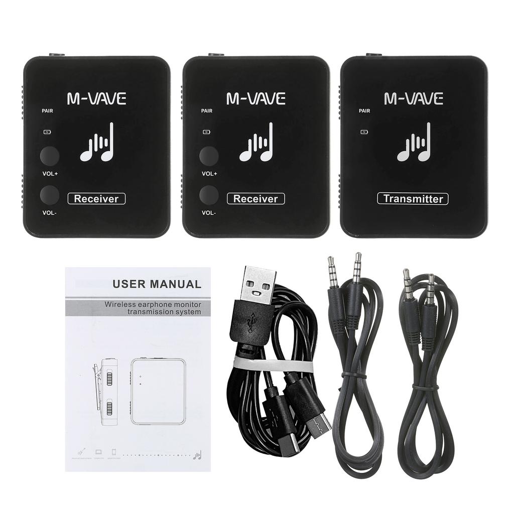 M-VAVE WP-10 2.4GHz Wireless Earphone Monitor Transmission System Rechargeable Transmitter & Receiver
