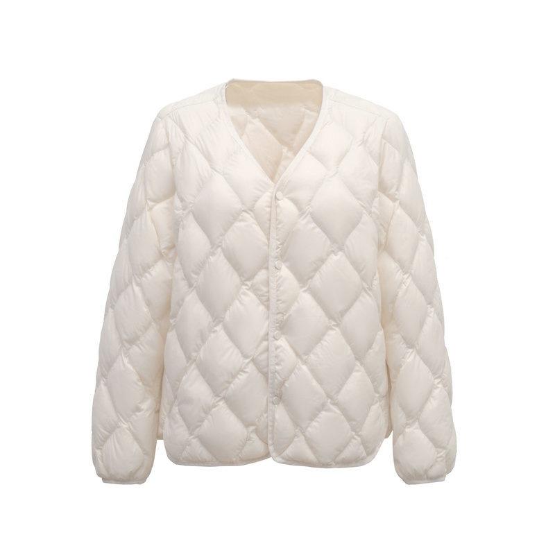 Autumn and Winter New Light Down Jacket Women's Short Rhombus Jacket Jacket Jacket Warm White Duck Down Liner Tide