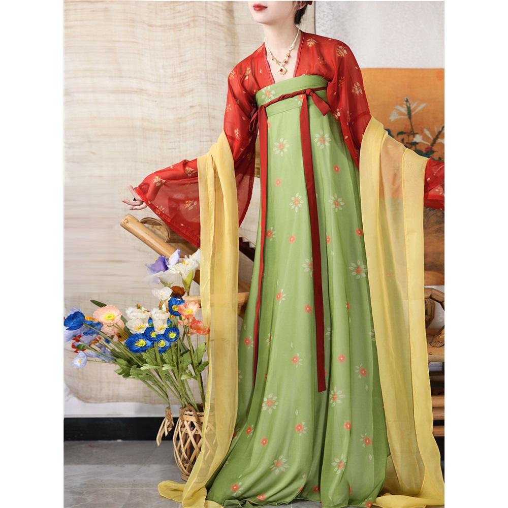Ripristina lo stile cinese della dinastia Tang, abito da donna Hanfu, gonna lunga fino al seno