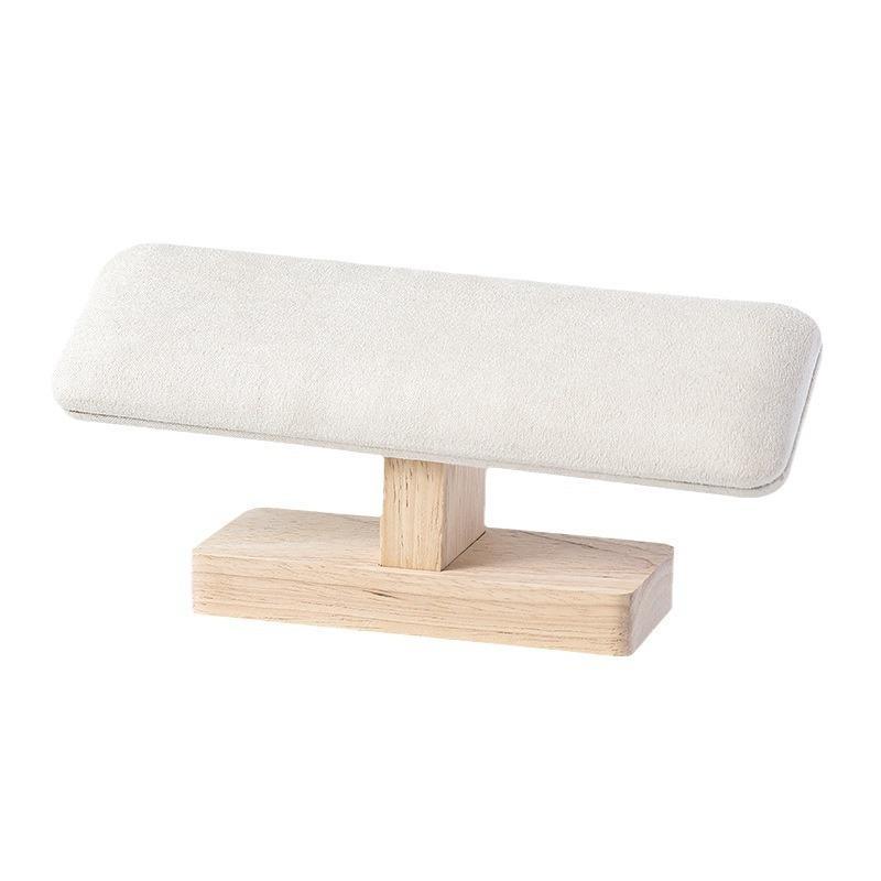 T-Shaped Bracelet Watch Display Rack Wooden Base PU Leather Jewelry Organizer for Retail Store Home Storage